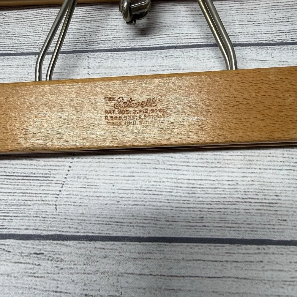 Lot Of 6 Setwell Wooden Pants Hangers